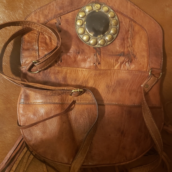 1970's leather fringe purse - Picture 2 of 4